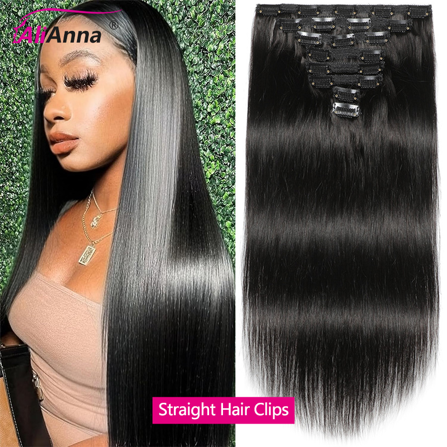 Seamless Clip In Hair Extensions Human Hair - Прямые заколки для наращивания волос, человеческие