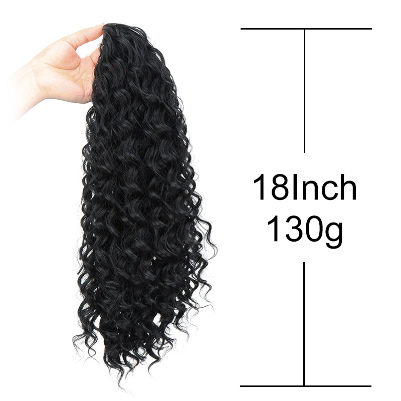 Синтетический 18-дюймовый длин – обзор и цена Drawstring Afro Curly Puff Ponytail