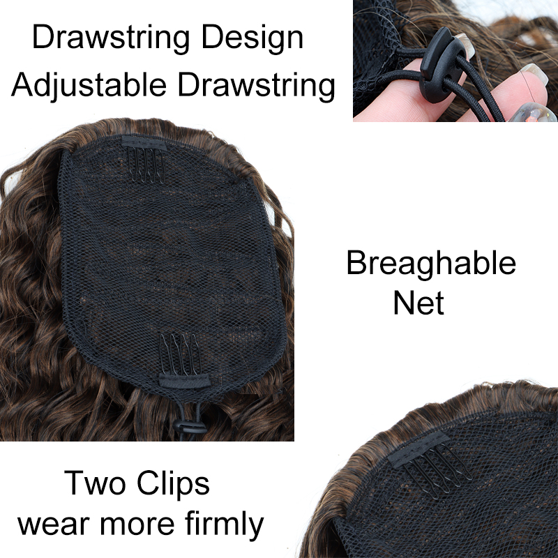 Синтетический 18-дюймовый длин – обзор и цена Drawstring Afro Curly Puff Ponytail