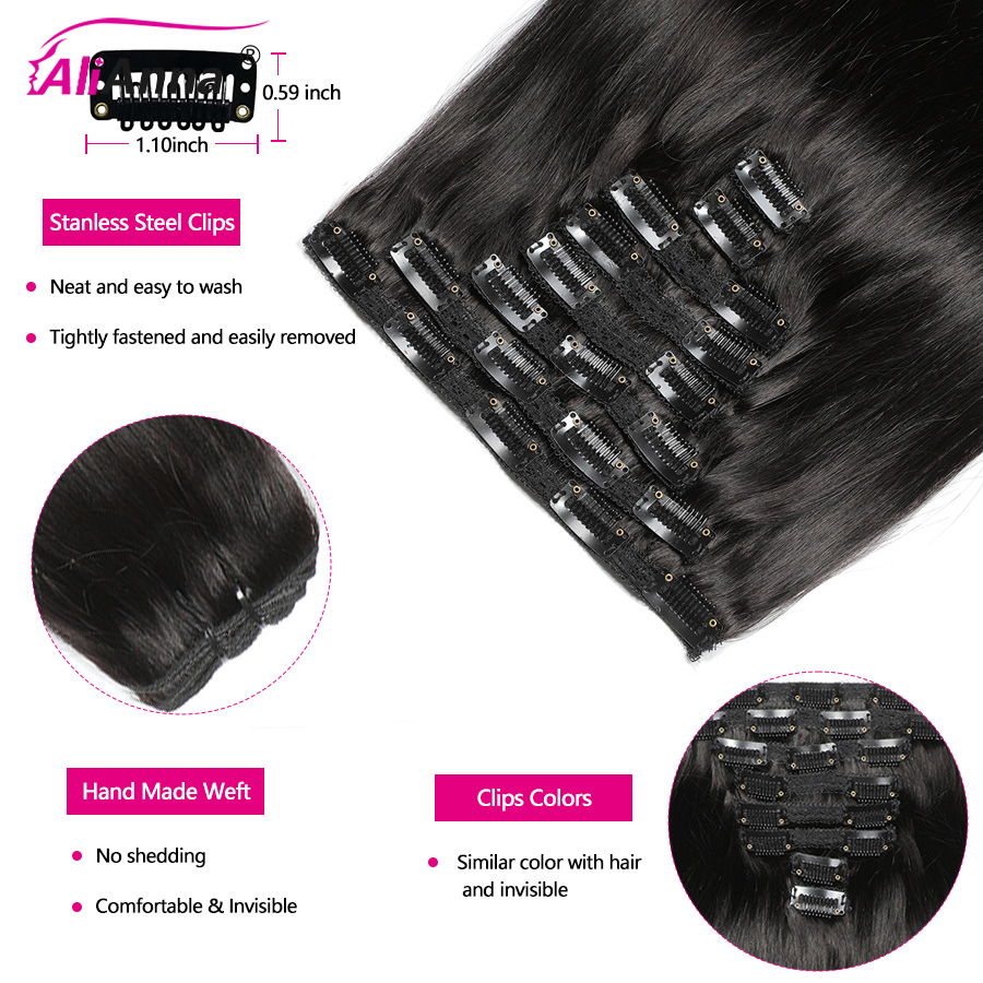 Прямые заколки для наращивания – обзор и цена Seamless Clip In Hair Extensions Human Hair